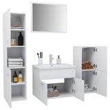 Bathroom Furniture Set White Engineered Wood - Side View