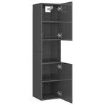 Bathroom Furniture Set High Gloss Grey Engineered Wood