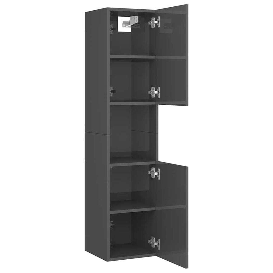 Bathroom Furniture Set High Gloss Grey Engineered Wood