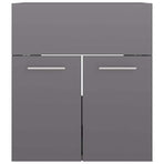Bathroom Furniture Set High Gloss Grey Engineered Wood