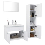 Bathroom Furniture Set White Engineered Wood - Side View