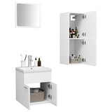 Bathroom Furniture Set White Engineered Wood - Side View