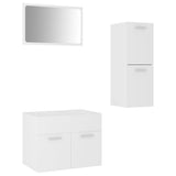 Bathroom Furniture Set White Engineered Wood - Front View