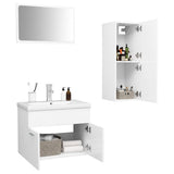 Bathroom Furniture Set White Engineered Wood - Side View