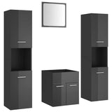 Bathroom Furniture Set High Gloss Grey Engineered Wood