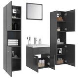Bathroom Furniture Set High Gloss Grey Engineered Wood - Side View