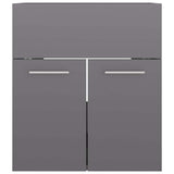 Bathroom Furniture Set High Gloss Grey Engineered Wood