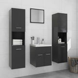 Bathroom Furniture Set High Gloss Grey Engineered Wood
