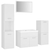 Bathroom Furniture Set White Engineered Wood - Front View
