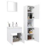 Bathroom Furniture Set White Engineered Wood - Side View