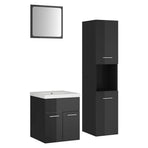 Bathroom Furniture Set High Gloss Grey Engineered Wood