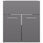 Bathroom Furniture Set High Gloss Grey Engineered Wood