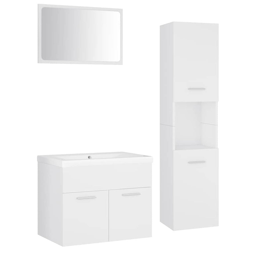 Bathroom Furniture Set White Engineered Wood