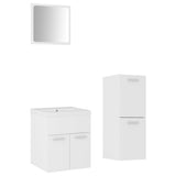 Bathroom Furniture Set White Engineered Wood - Front View
