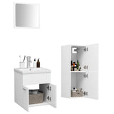 Bathroom Furniture Set White Engineered Wood - Side View