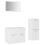 Bathroom Furniture Set White Engineered Wood - Front View