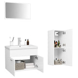 Bathroom Furniture Set White Engineered Wood - Side View