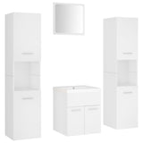 Bathroom Furniture Set White Engineered Wood - Front View