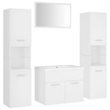 Bathroom Furniture Set White Engineered Wood - Front View