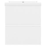 Sink Cabinet with Built-in Basin White Engineered Wood - Rear View