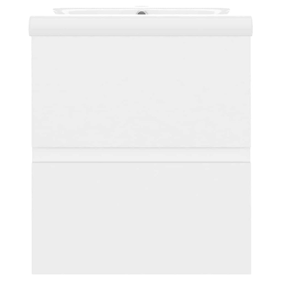 Sink Cabinet with Built-in Basin White Engineered Wood