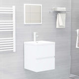 Sink Cabinet with Built-in Basin White Engineered Wood