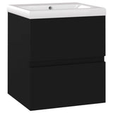 Sink Cabinet with Built-in Basin Black Engineered Wood - Front View