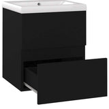 Sink Cabinet with Built-in Basin Black Engineered Wood - Top-Down View