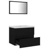 Bathroom Furniture Set Black Engineered Wood - Side View