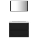 Bathroom Furniture Set Black Engineered Wood