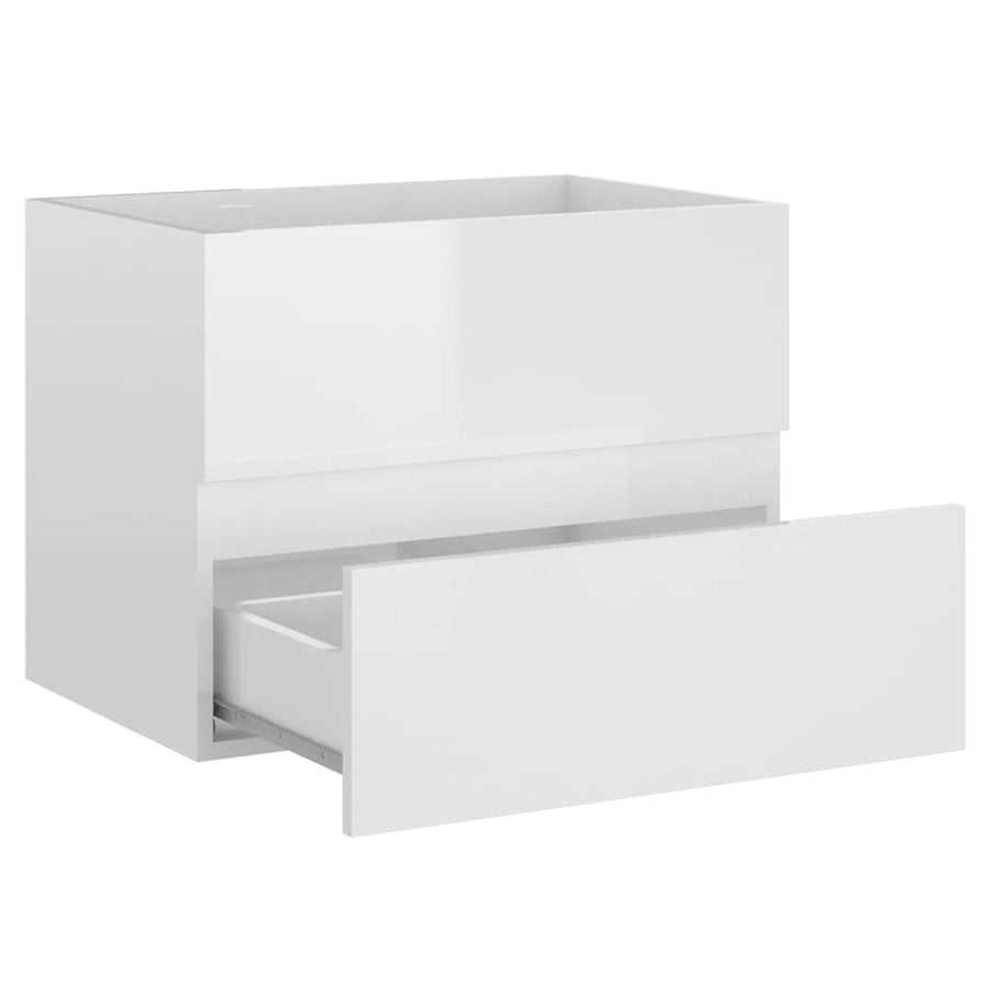Bathroom Furniture Set High Gloss White Engineered Wood