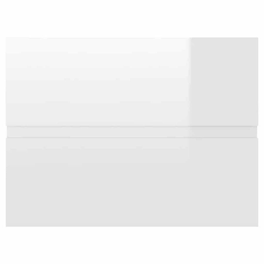 Bathroom Furniture Set High Gloss White Engineered Wood
