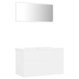 Bathroom Furniture Set White Engineered Wood - Front View