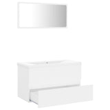Bathroom Furniture Set White Engineered Wood - Side View