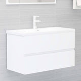 Bathroom Furniture Set White Engineered Wood - Extra Image