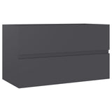 Bathroom Furniture Set Grey Engineered Wood