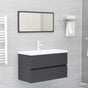 Bathroom Furniture Set Grey Engineered Wood