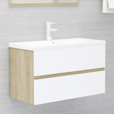 Bathroom Furniture Set White and Sonoma Oak Engineered Wood - Extra Image