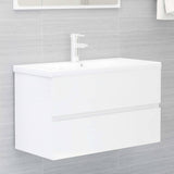 Bathroom Furniture Set High Gloss White Engineered Wood - Extra Image