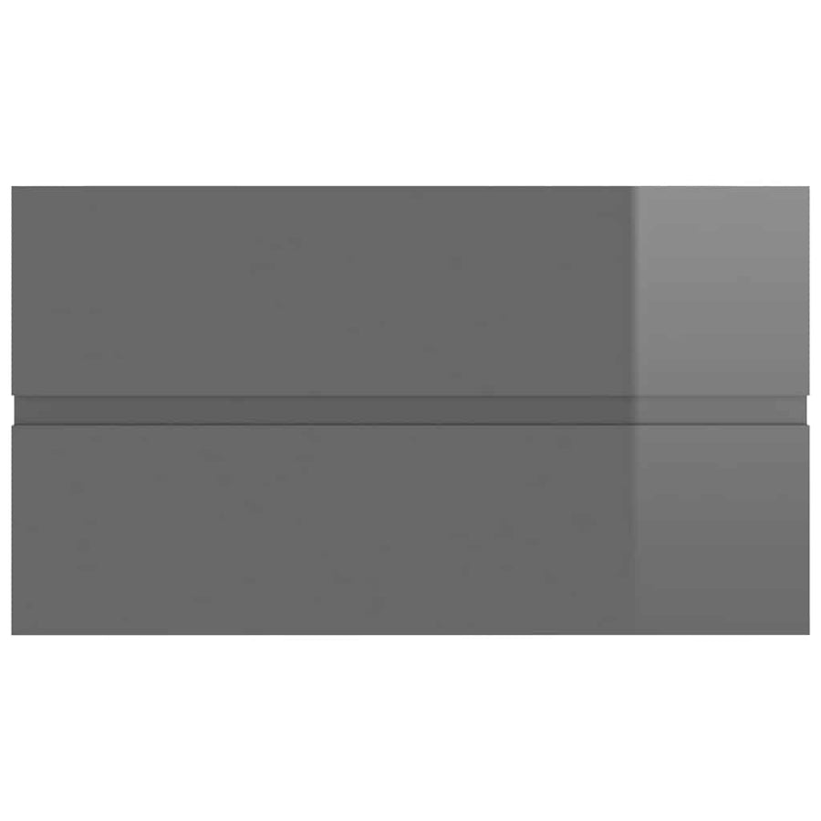 Bathroom Furniture Set High Gloss Grey Engineered Wood