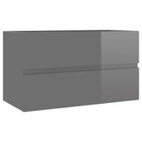 Bathroom Furniture Set High Gloss Grey Engineered Wood - Extra Image