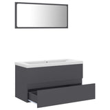 Bathroom Furniture Set Grey Engineered Wood - Side View