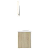 Bathroom Furniture Set White and Sonoma Oak Engineered Wood - 45-Degree Angle