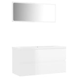 Bathroom Furniture Set High Gloss White Engineered Wood - Front View