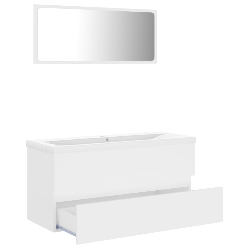 Bathroom Furniture Set White Engineered Wood