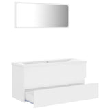 Bathroom Furniture Set White Engineered Wood - Side View