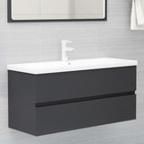 Bathroom Furniture Set Grey Engineered Wood - Extra Image