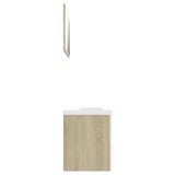 Bathroom Furniture Set White and Sonoma Oak Engineered Wood - 45-Degree Angle