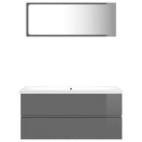 Bathroom Furniture Set High Gloss Grey Engineered Wood - Top-Down View