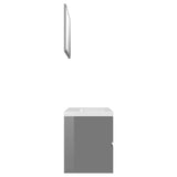 Bathroom Furniture Set High Gloss Grey Engineered Wood - 45-Degree Angle